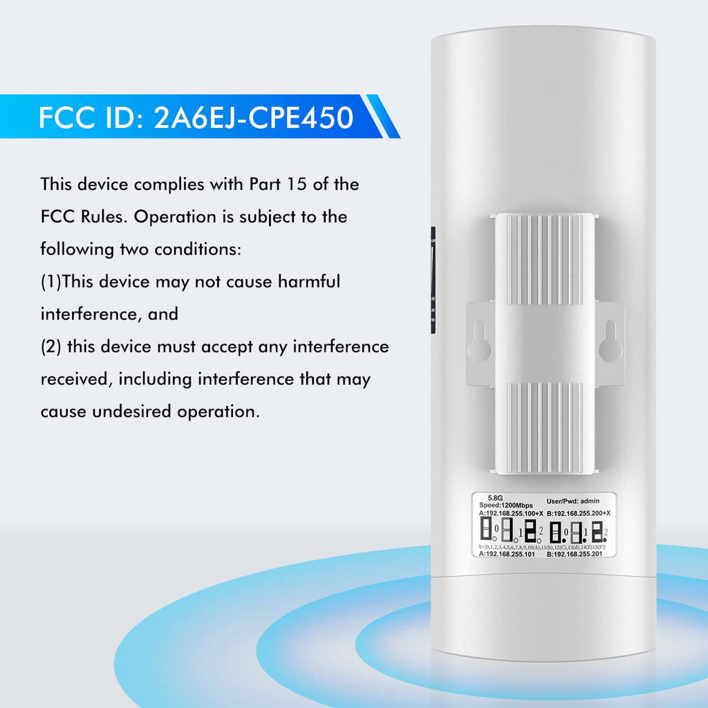 UeeVii 5KM Dual Gigabit Point to Point Wireless Bridge Complete Kit CPE688