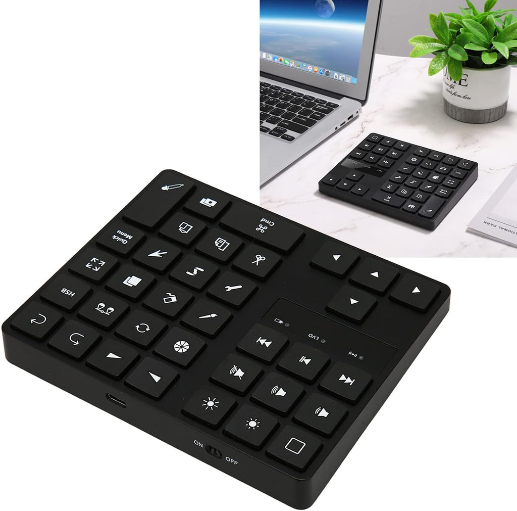 Keyboard for, Rechargeable Drawing Keyboard with 35 Shortcut Keys, One Handed Buetooth Keypad for Drawing Shortcuts, Graphic Tablets, Drawing Tablet, Laptop