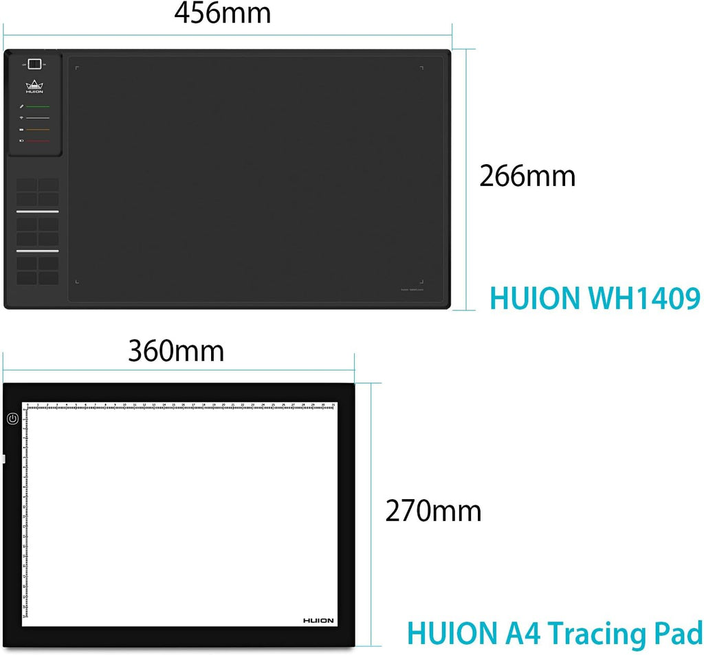 HUION WH1409 Wireless Graphic Drawing Tablet 8192 Pen Pressure Pen Tablet with 12 Press Keys