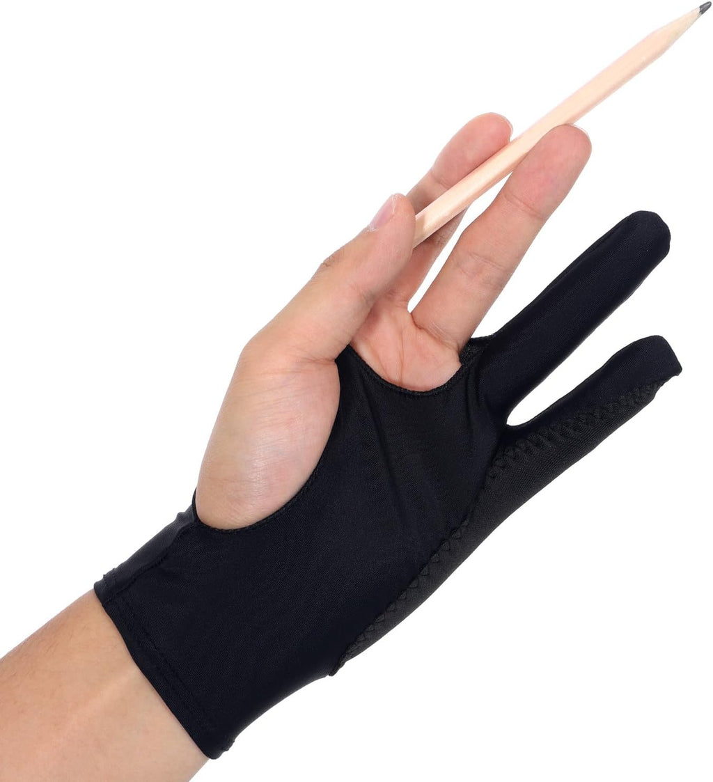 Gjinxi 4 PCS Artist Glove Digital Tablet Drawing Black Glove Smudge Guard