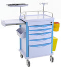Medical Rolling Storage Crash Cart with Wheels & Drawers, Mobile Medical Cart with 5-Drawer, Medical Rolling Cart for Supplies, Nursing Emergency Cart for Hospital & Clinic, Adjustable IV Pole