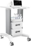 Medical Rolling Storage Crash Cart Silent Casters & 5 Drawer, Ultrasound Emergency Cart with Power Strip,IV Pole,Needle Disposal,O2 Holder, Medical Cart for Hospital, Clinic, Grey/5 Drawer