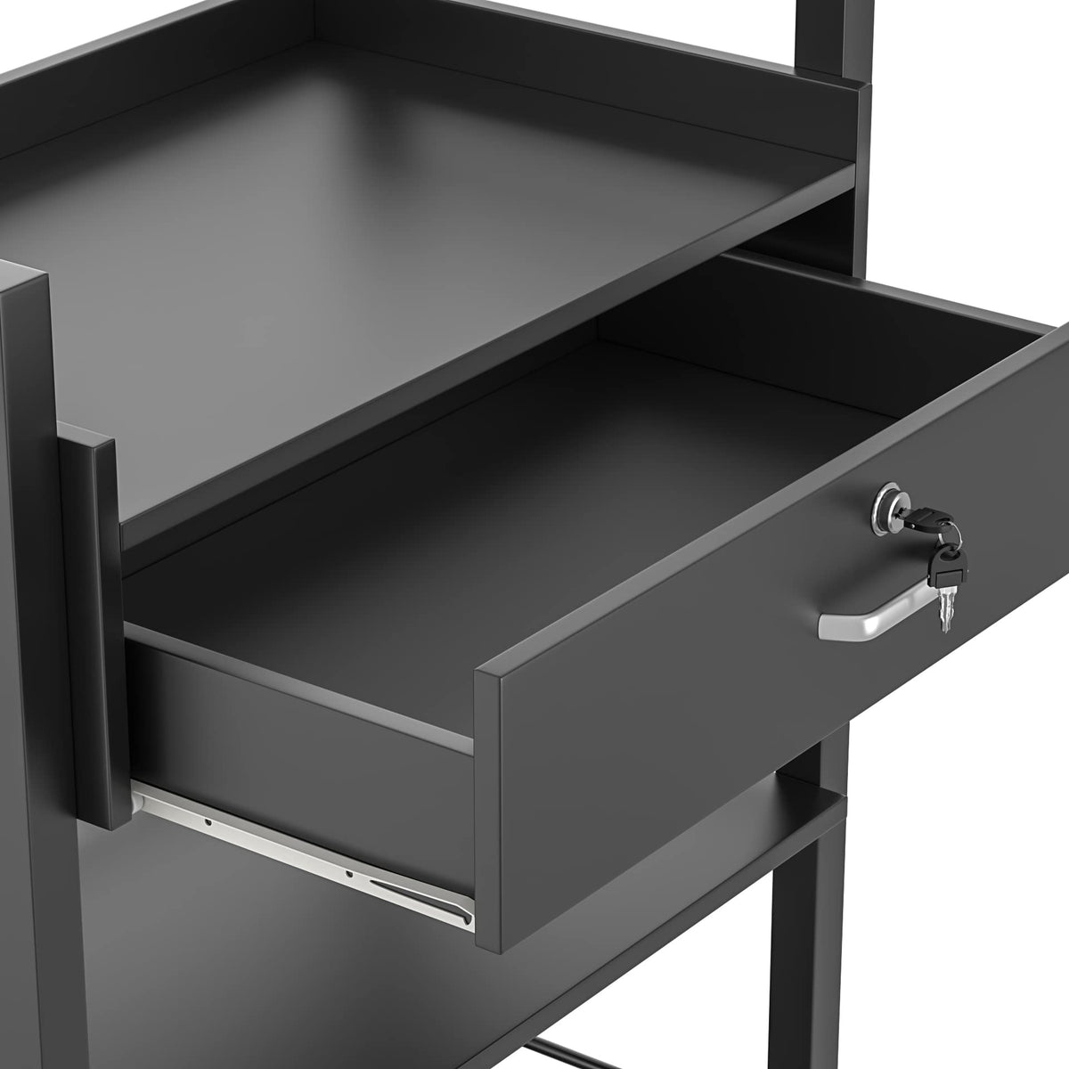 Paddie Salon Trolley Cart, Salon Tray Wooden Mobile Utility Cabinet with 2 Lockable Drawers, Rolling Storage Station Medical Esthetic Supply Holder for Beauty Spa (2 Drawers, White)