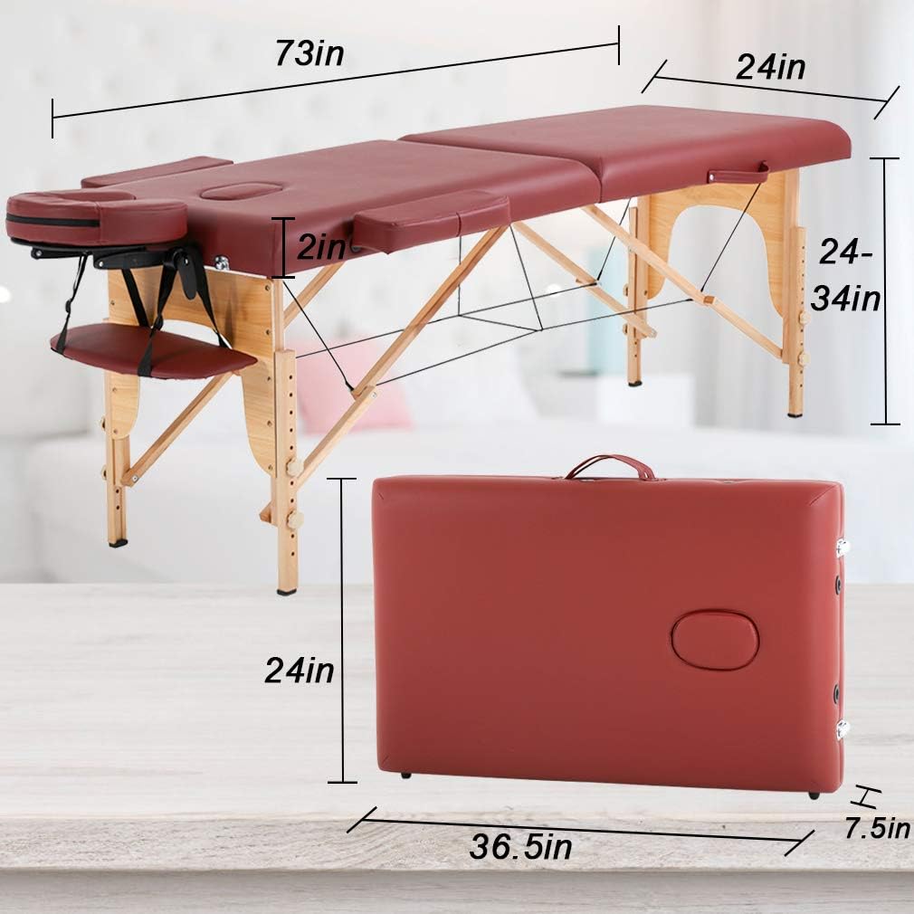 BestMassage Massage Bed Portable Folding Massage Table 24" Wide,Black