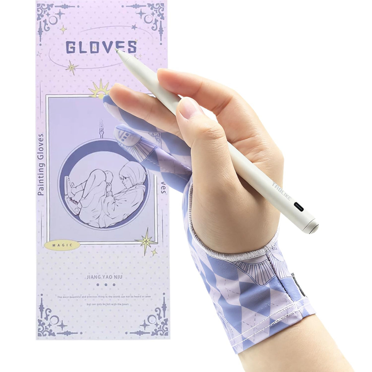 Artist Drawing Glove, Breathable Two Finger Digital Art Glove 3-Layer Palm Rejection Right/Left Hand Digital Graphic Tablet