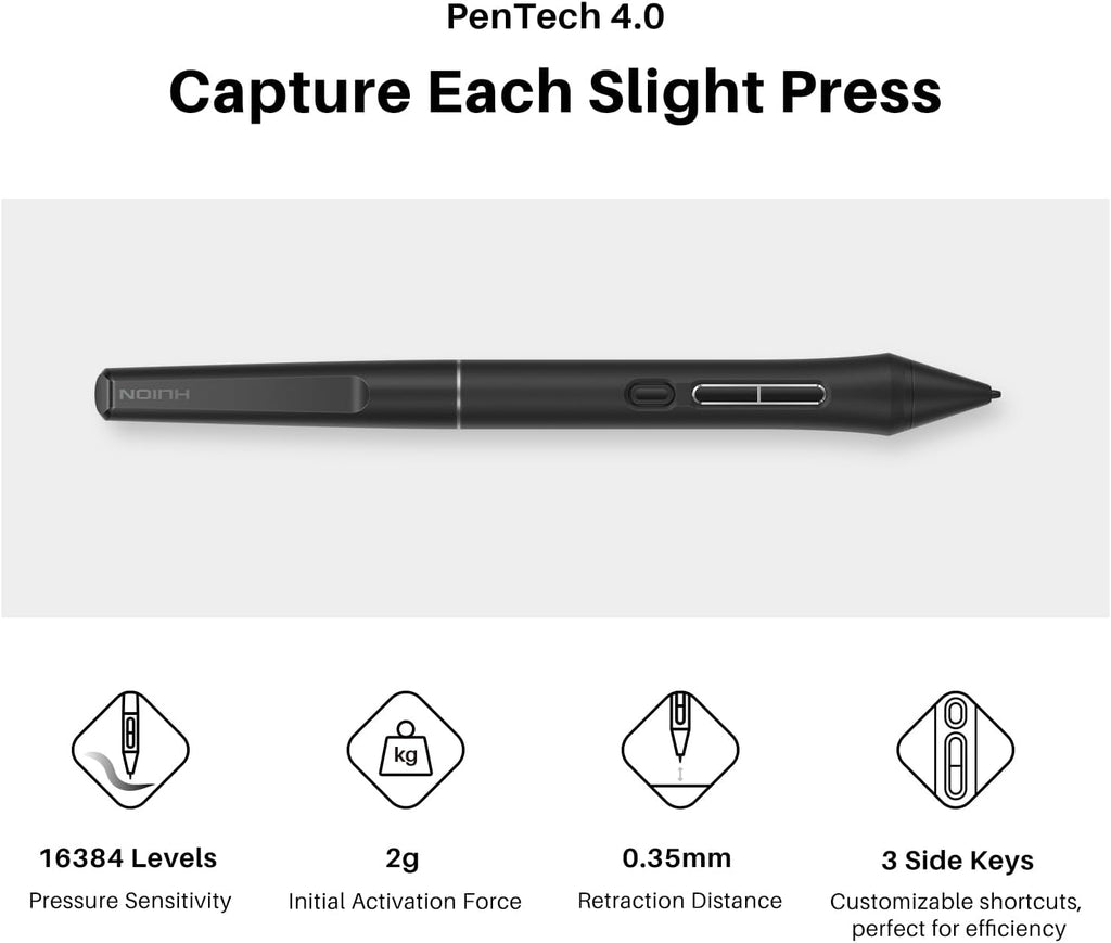 HUION Kamvas 13 (Gen 3) Drawing Tablet with Screen, Dual Dial, 13.3", Black