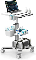 Medical Trolley Cart with Aluminum Alloy Frame, Oral Scanner Holder, Height Adjustable Workstation, 4 Locking Casters, Easy Assembly, Storage Basket for Dental Clinic, Medical Office and Beauty Salon