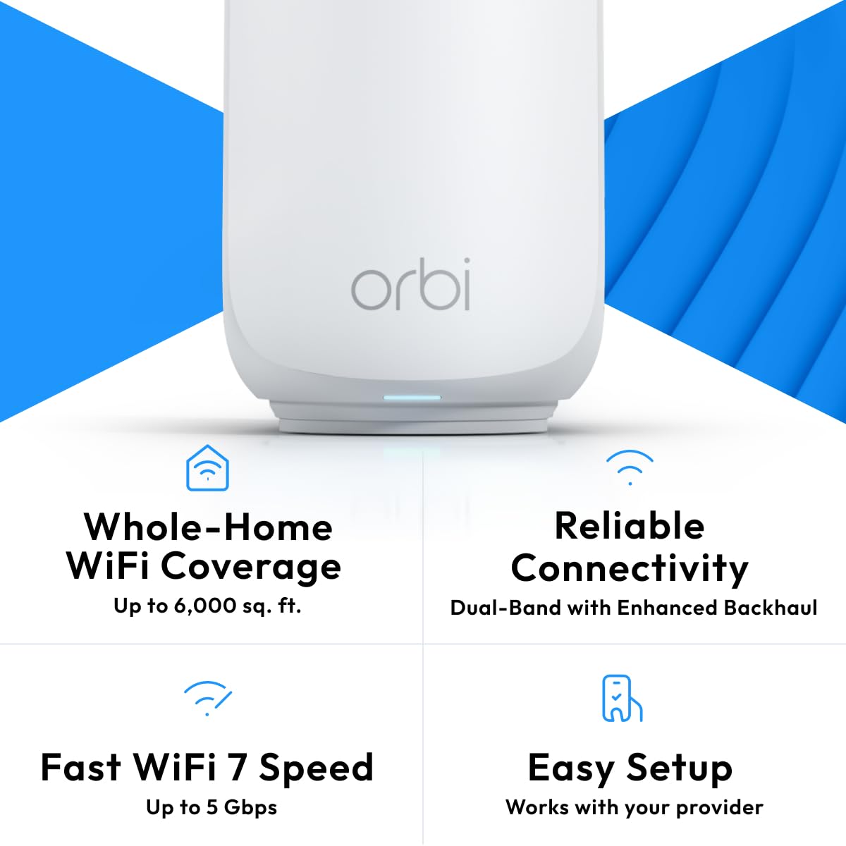 NETGEAR Orbi 370 Series WiFi 7 Mesh System, Up to 6,000 sq ft., 3 Pack
