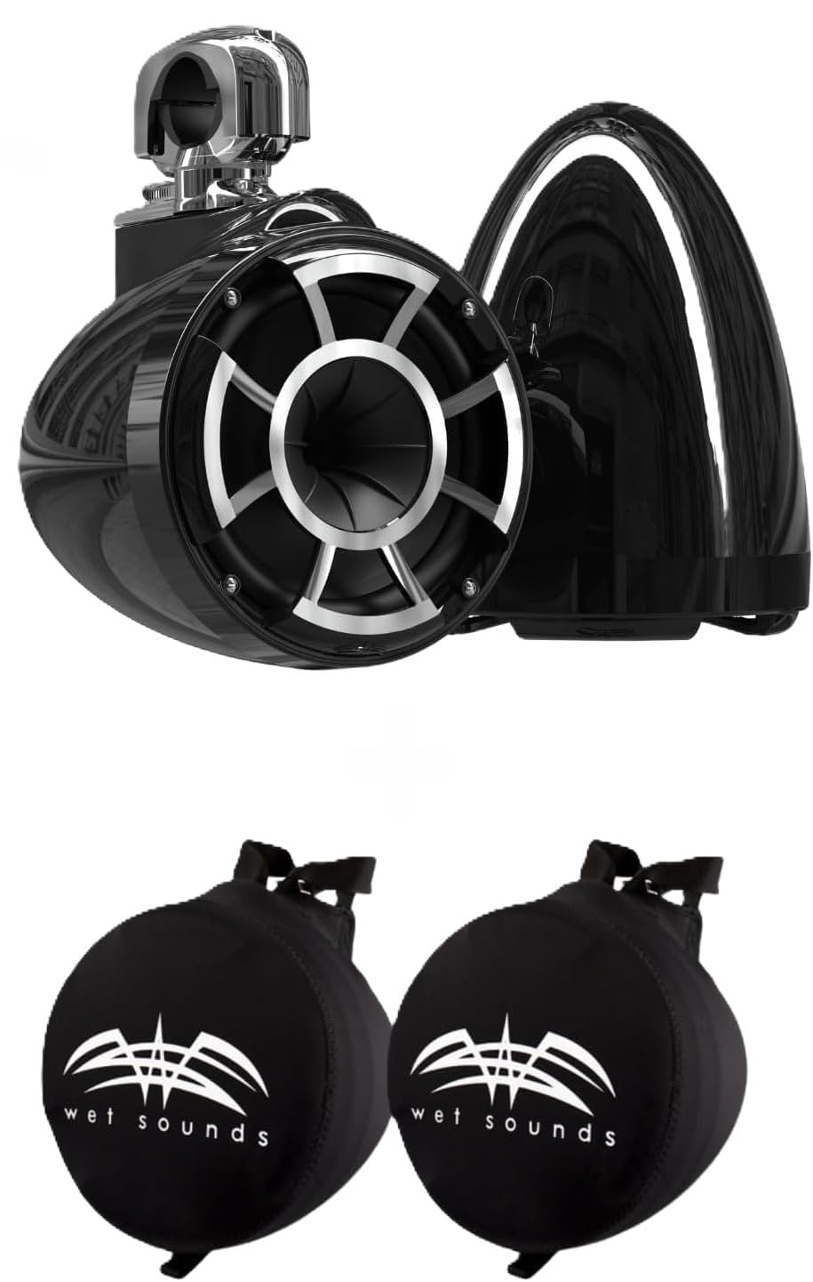 Wet Sounds REV 10 HD 10" Marine Tower Speakers, Black, Fixed Clamp Mount