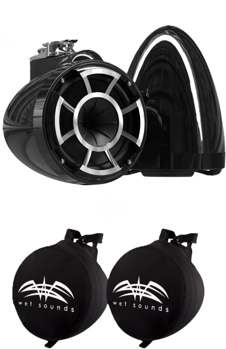 Wet Sounds REV 10 HD 10" Marine Tower Speakers, Black, Fixed Clamp Mount