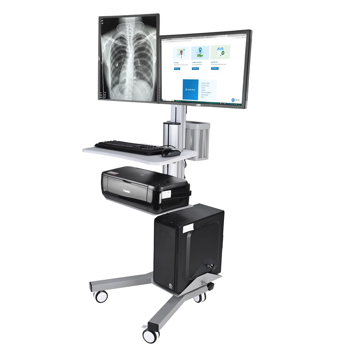 AW NexusX Commander Mobile Computer Cart Medical Rolling PC Stand Desk