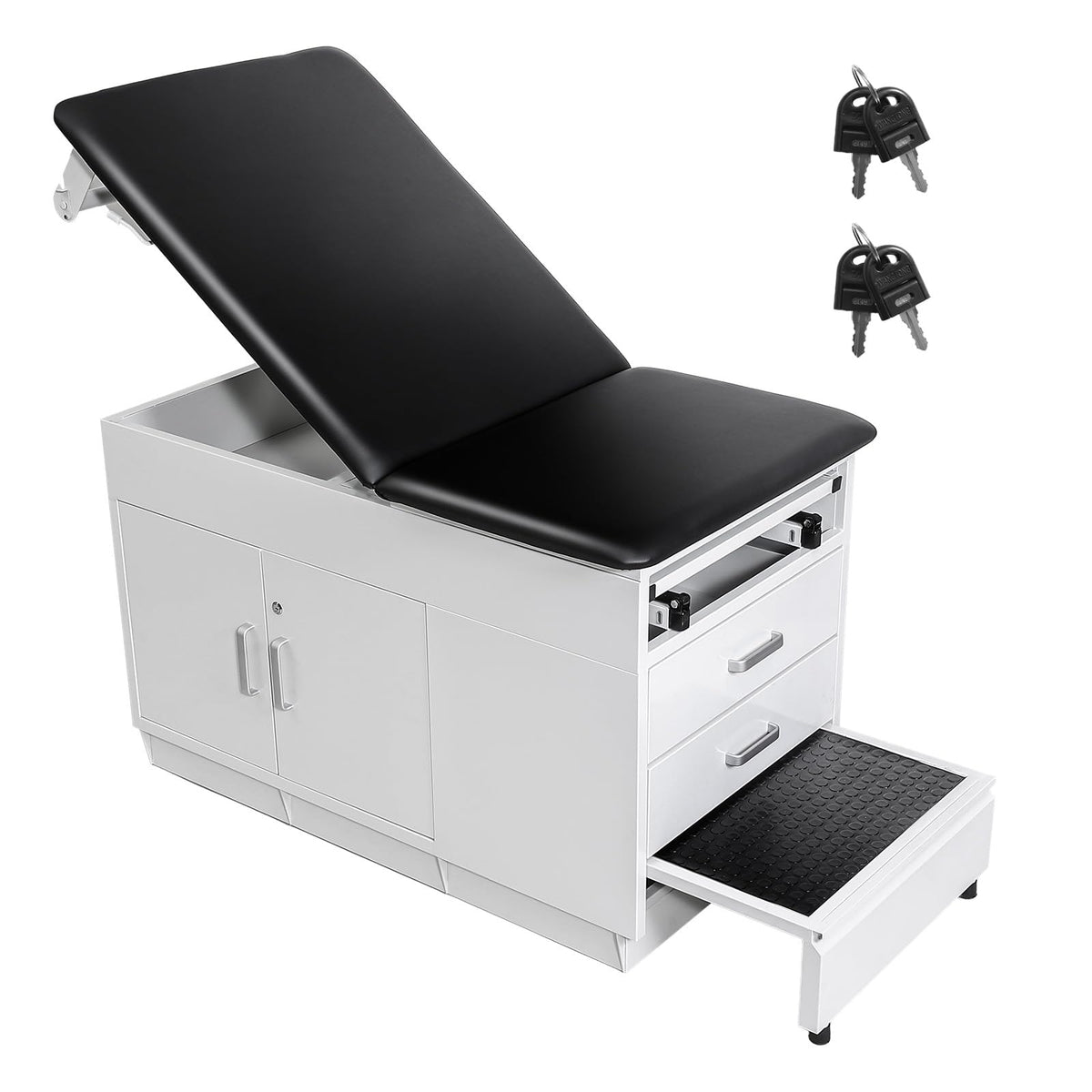 VEVOR Medical Exam Table, 500LBS Loading Medical Examination Bed with 0Â°â40Â° Adjustable Backrest, Physical Therapy Exam Table with Storage Shelf & Paper Roll Dispenser for Hospital Clinic Rehab Center
