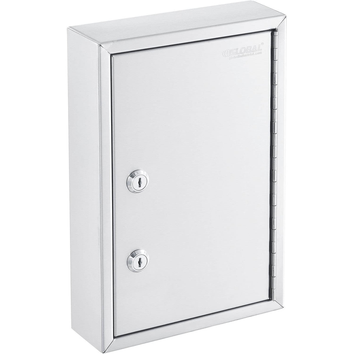 Global Industrial Medical Security Cabinet, 8" W x 2-5/8"D x 12-1/8"H, Dual Key Locks, Beige