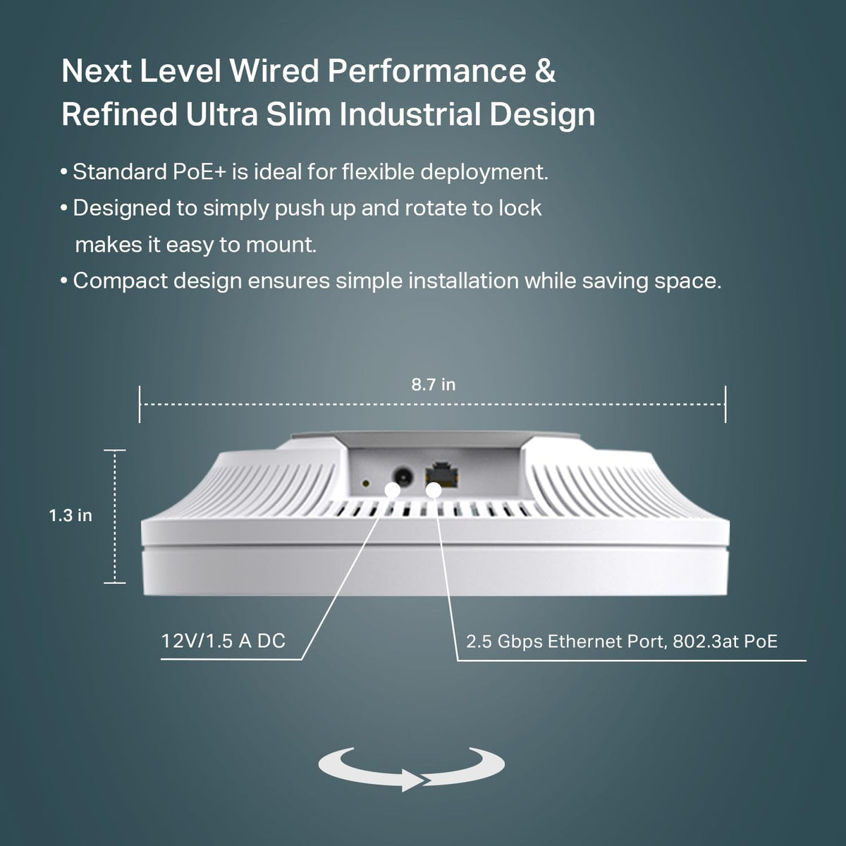 Omada AX5400 6-Stream WiFi Access Point, w/DC Adapter, 2.5G Port(EAP670)