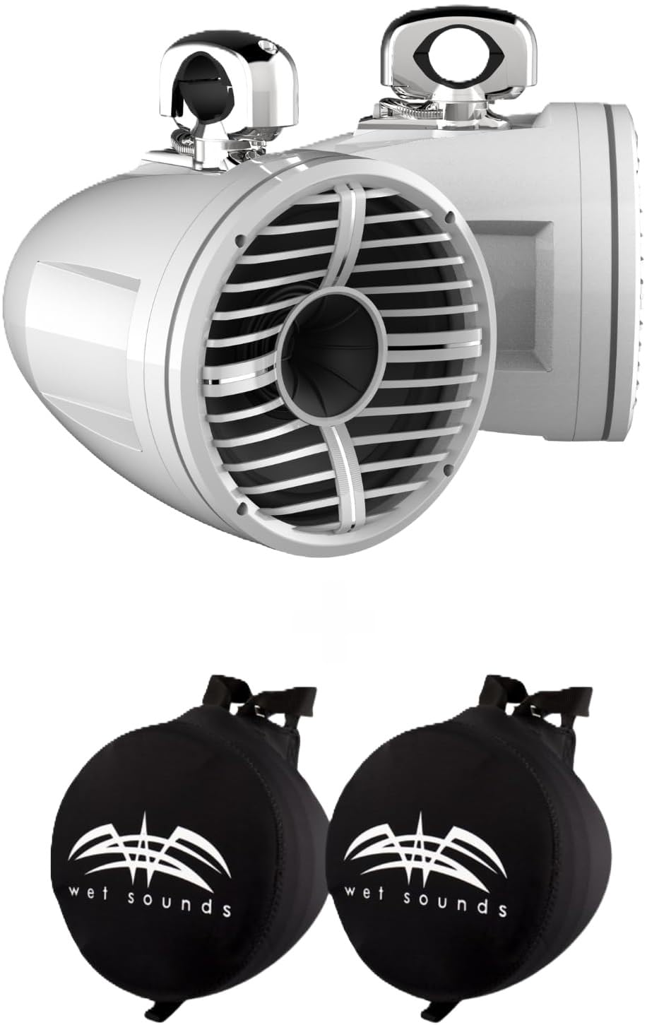 Wet Sounds REV 10 HD 10" Marine Tower Speakers, Black, Fixed Clamp Mount
