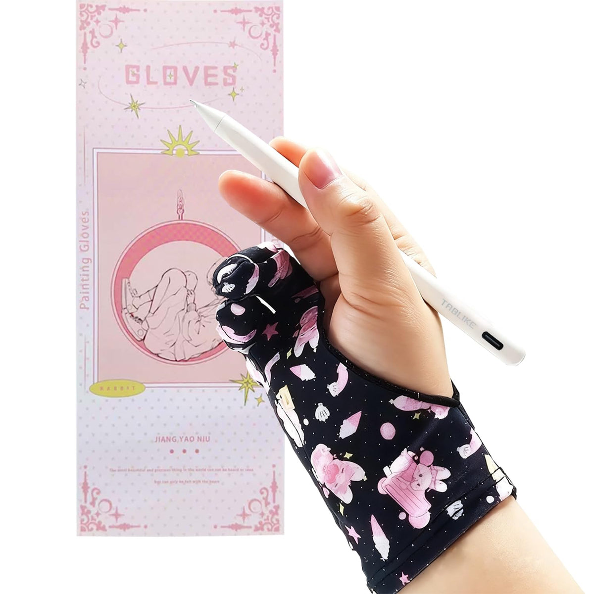 Artist Drawing Glove, Breathable Two Finger Digital Art Glove 3-Layer Palm Rejection Right/Left Hand Digital Graphic Tablet