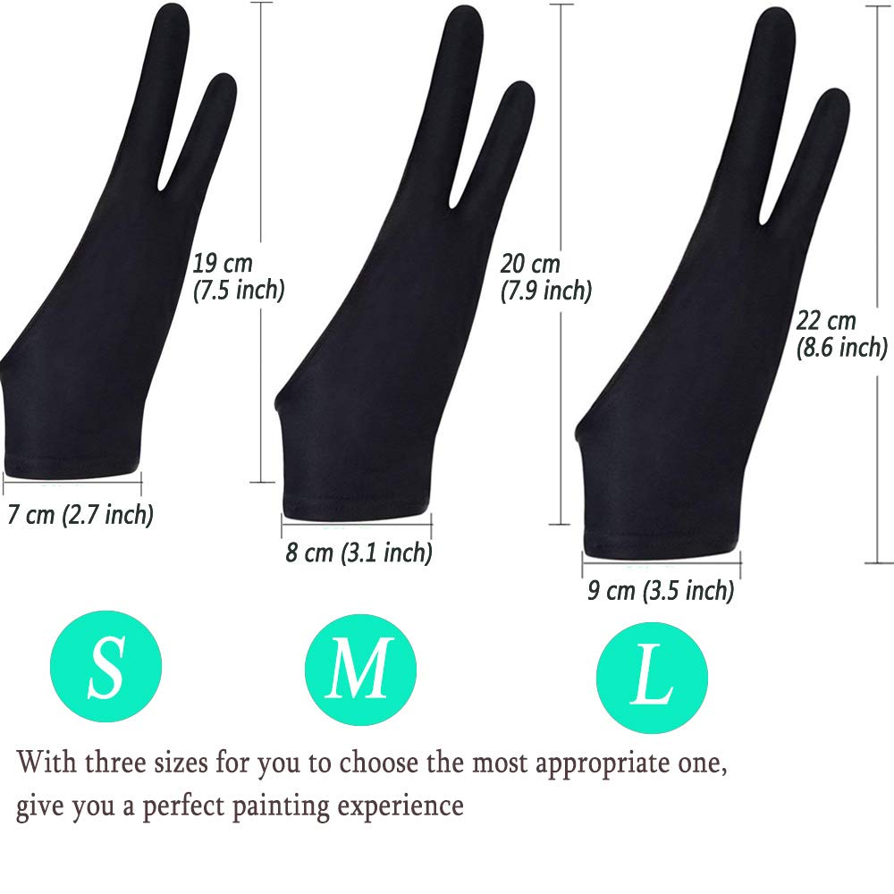 6 Pcs Artist Glove for Drawing Tablets, Digital Drawing Glove in 3 Sizes â S, M, L