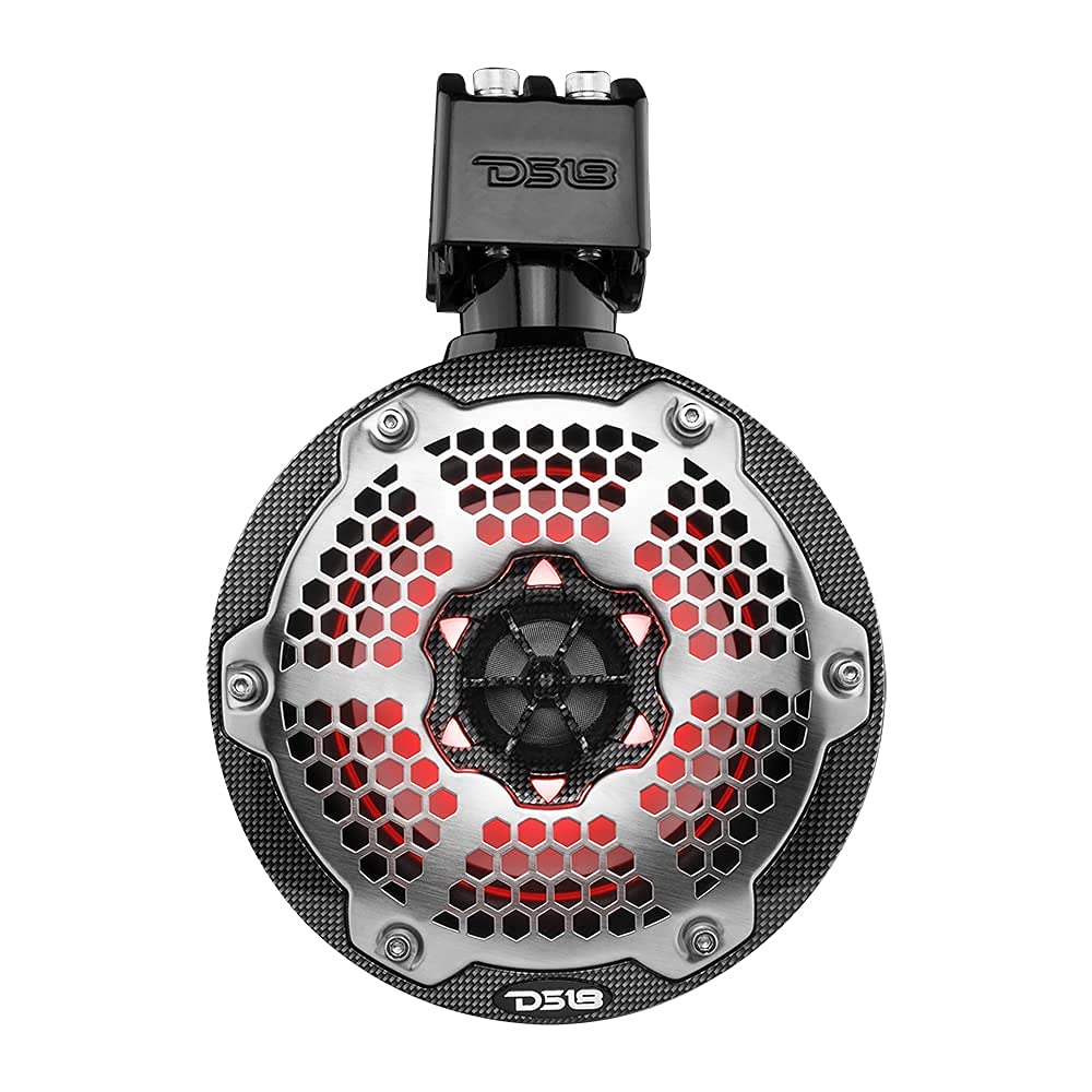 DS18 NXL-X6TP/RD Hydro 6.5" Marine Towers with Integrated RGB LED Lights High Performance, Marine Grade IP65 Rated, 300 W Max 150 W RMS 4 Ohms (Pair)