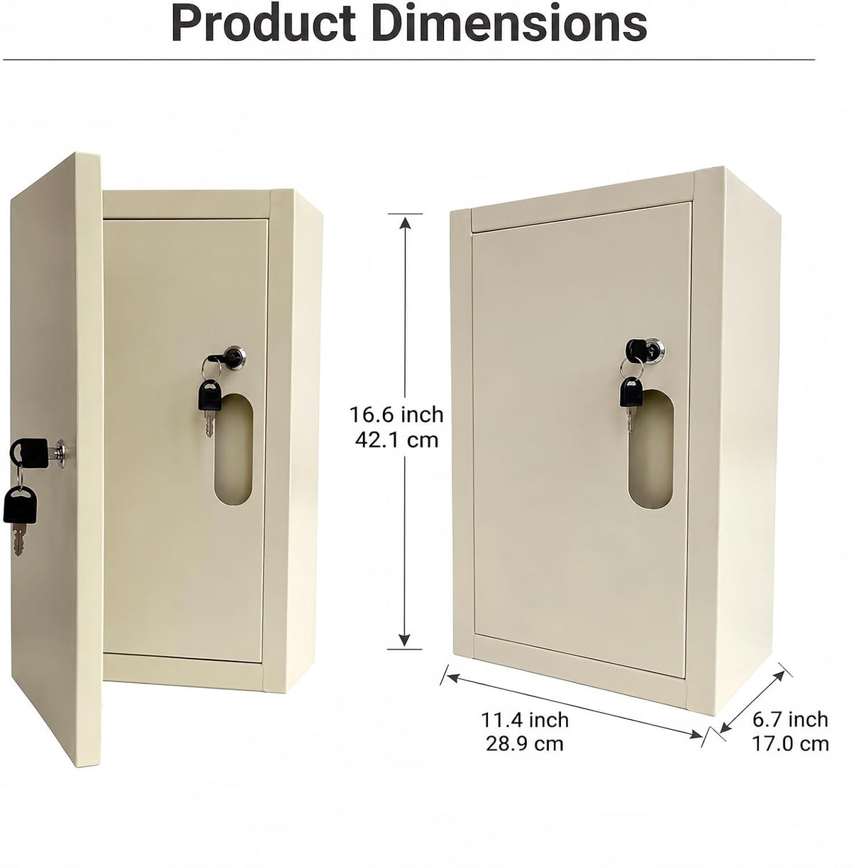 Locking Medicine Cabinet, Narcotics Cabinet with Dual Lock Doors, Wall Mounted Metal Medication Storage Cabinet, Secure Drug Storage Box for Clinics Pharmacies Veterinary Offices&Healthcare Facilities