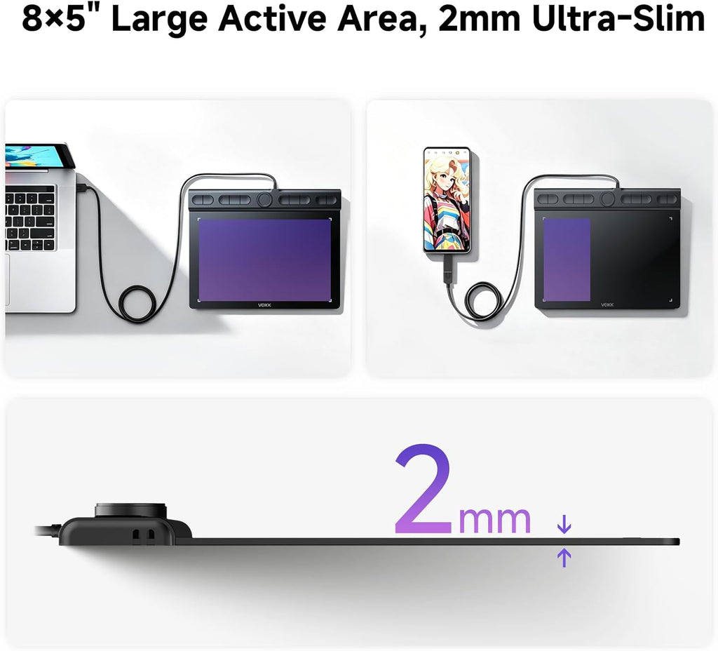 VEIKK VK850 8x5 Inch Digital Drawing Graphics Tablet with Battery-Free Pen
