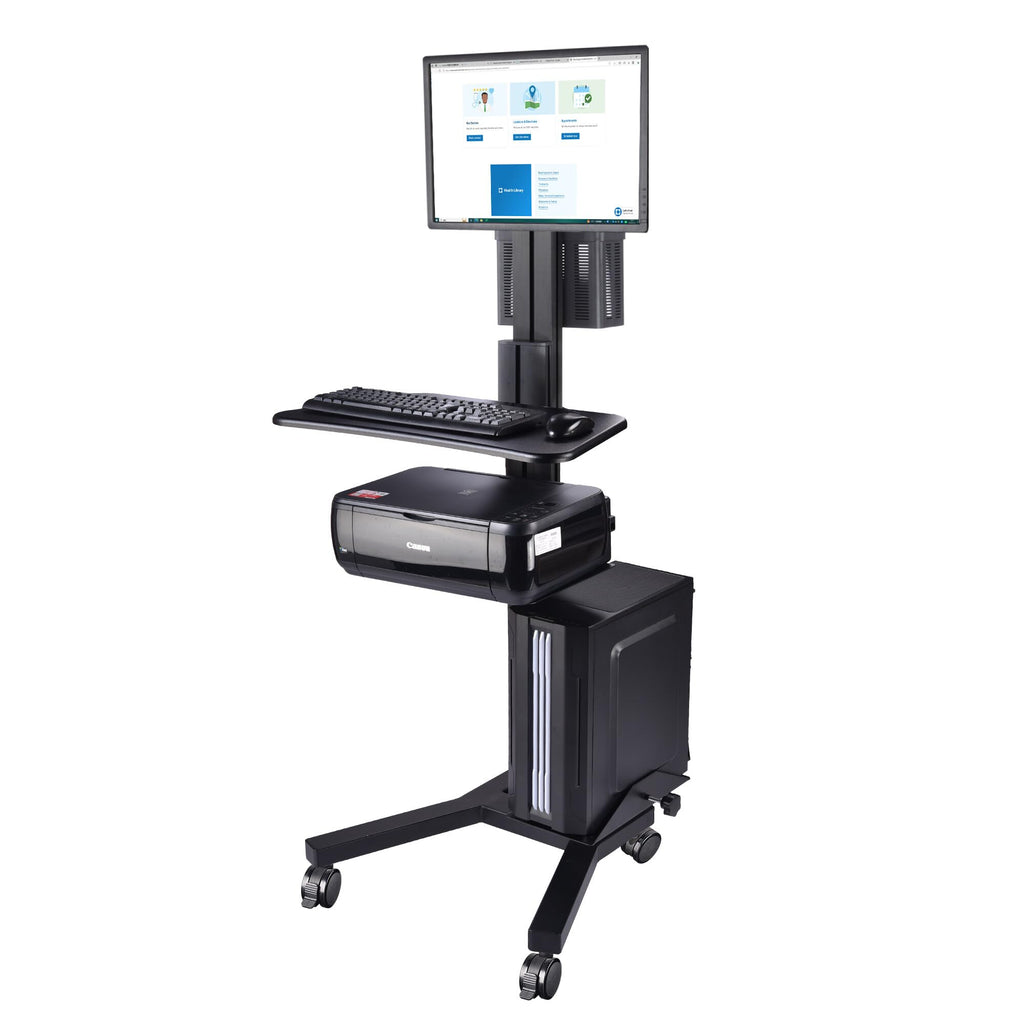 AW NexusX Commander Mobile Computer Cart Medical Rolling PC Stand Desk