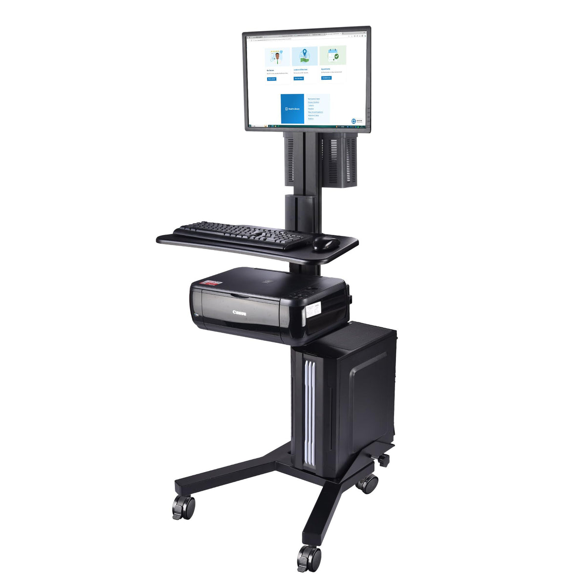 AW NexusX Commander Mobile Computer Cart Medical Rolling PC Stand Desk