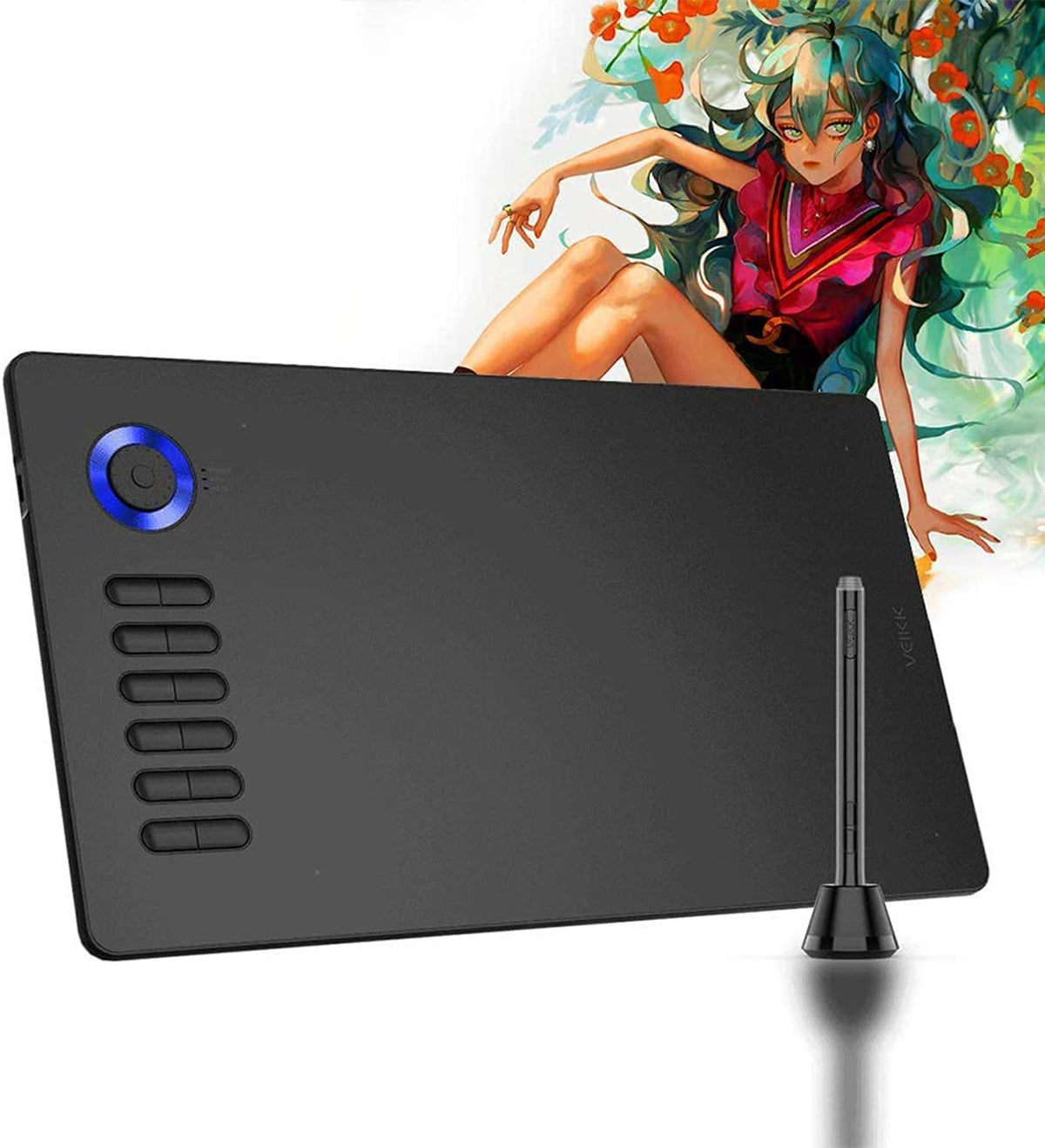 Digital Drawing Tablet VEIKK A15Pro Graphics Pen Tablet 10 x 6 Inch Graphics Tablet with 12 Shortcut Keys and 1 Quick Dial,Supports Tilt Function,for MAC/Win/Linux/Android OS (RED)