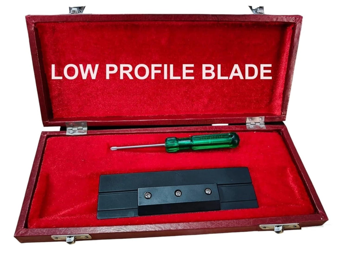 Laboratory Microtome Razor Blade Holder with Storage Case, Low Profile Design, Red Velvet Interior