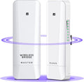 Wireless Bridge, Pre-Configured 2 Pack Long Range WiFi Bridge for Point to Point, 5Ghz High-Speed Network Bridge with Hotspot, for Stores, Barn, Garage, Building, 100/1000Mbps LAN Port. 2 Pack(5KM)
