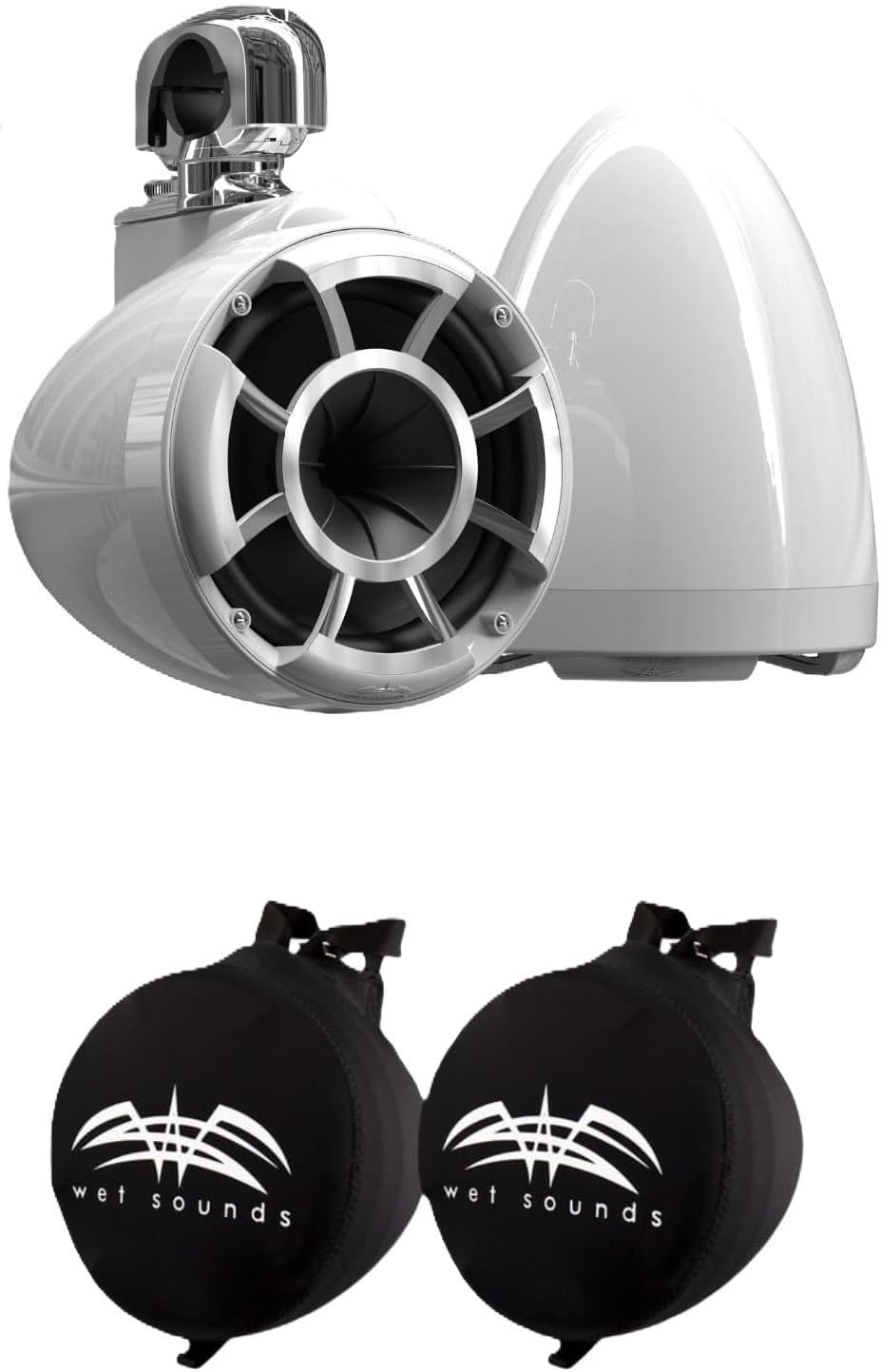 Wet Sounds REV 10 HD 10" Marine Tower Speakers, Black, Fixed Clamp Mount