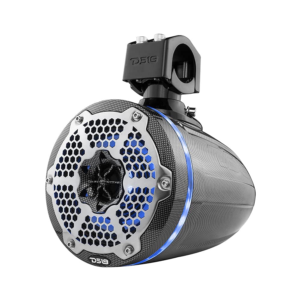 DS18 CF-X10TPNEO 10" Neodymium Marine Wakeboard Tower Speakers with Bullet Tweeter, Passive Radiator and RGB LED Lights - High Performance, Marine Grade IP65 Rated, 900W Max 300W RMS 4 Ohms (Pair)