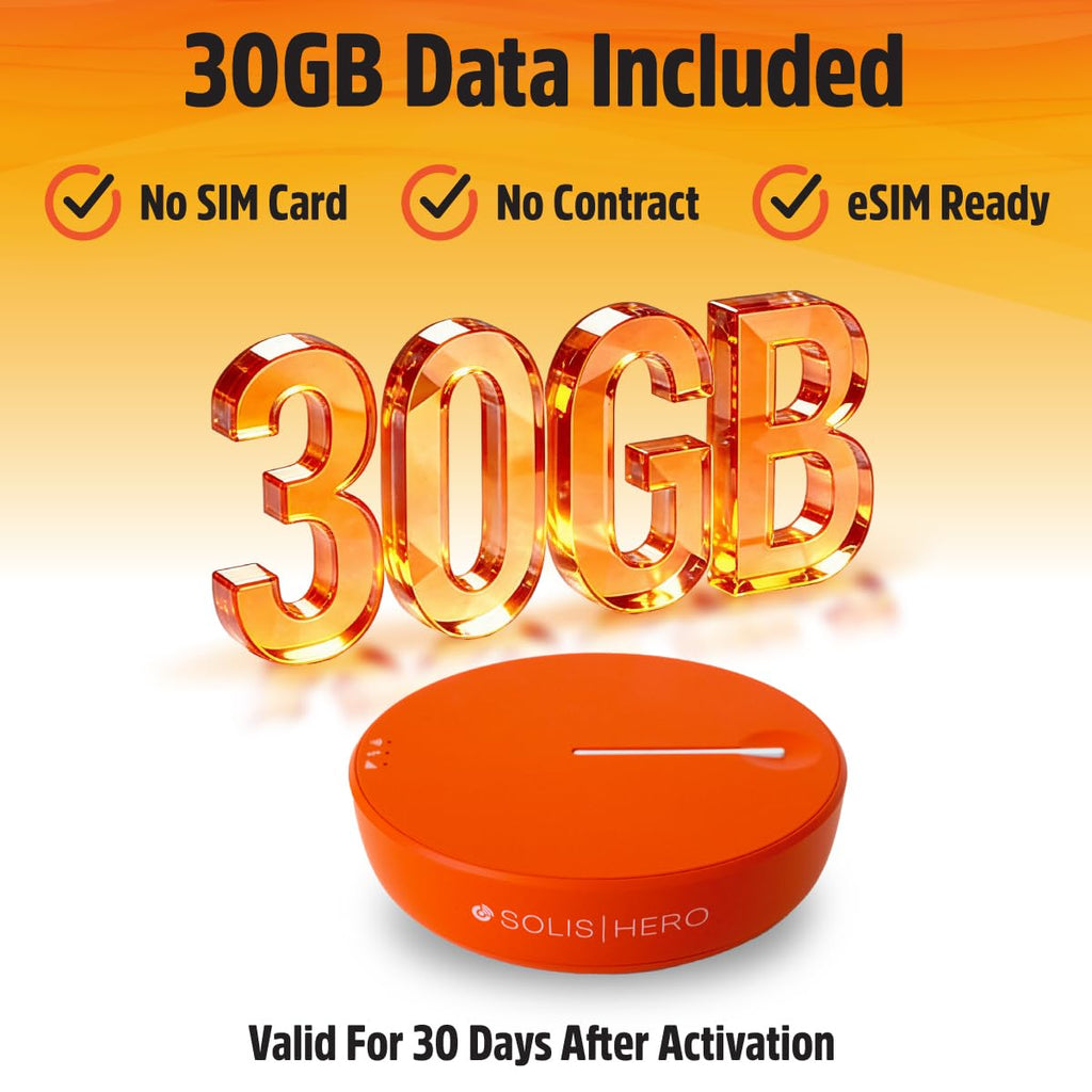 Solis Go, Mobile WiFi Hotspot & Powerbank with 1GB/Monthly + 30GB Data
