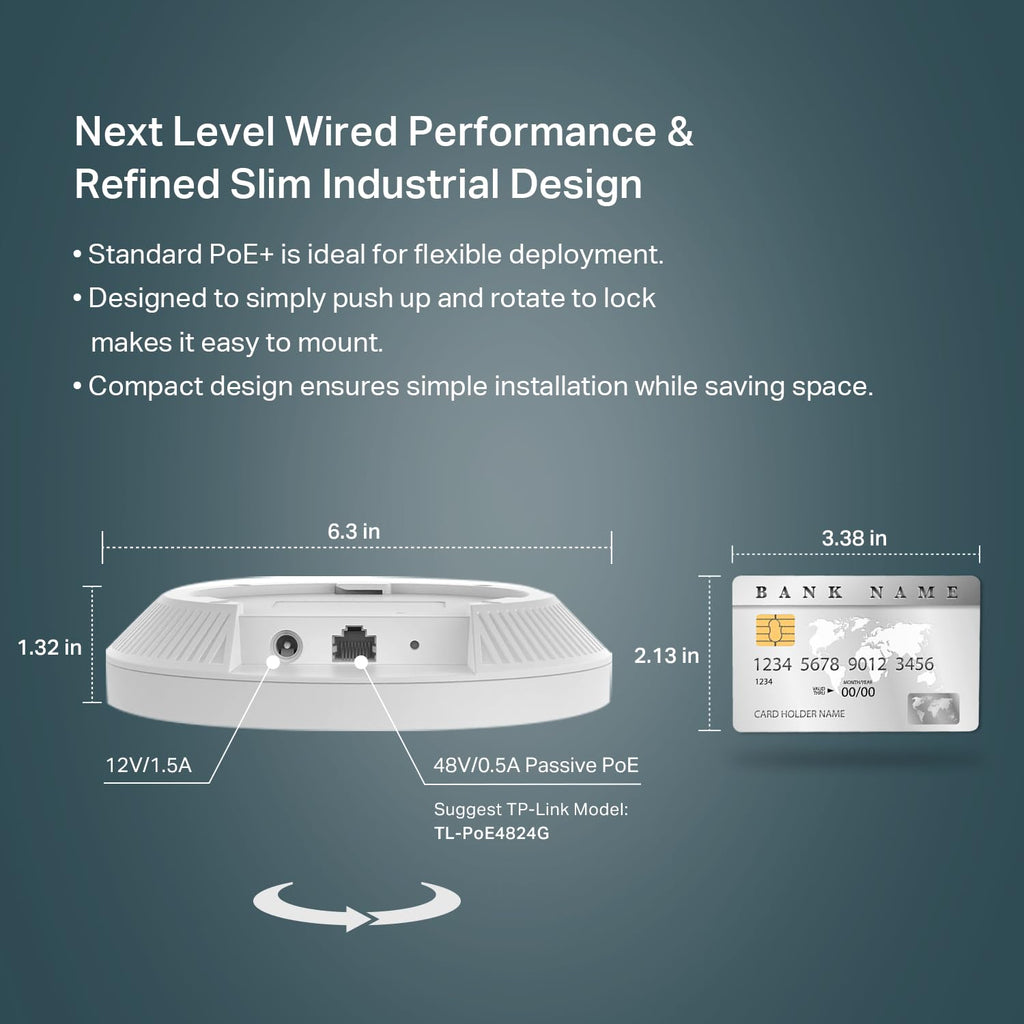 Omada AX5400 6-Stream WiFi Access Point, w/DC Adapter, 2.5G Port(EAP670)