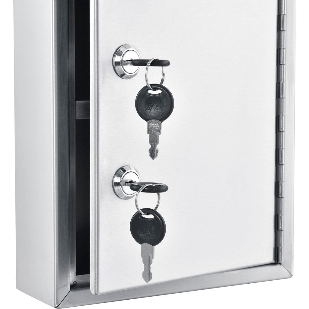 Global Industrial Medical Security Cabinet, 8" W x 2-5/8"D x 12-1/8"H, Dual Key Locks, Beige