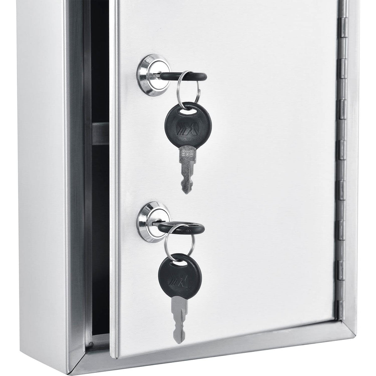 Global Industrial Medical Security Cabinet, 8" W x 2-5/8"D x 12-1/8"H, Dual Key Locks, Beige