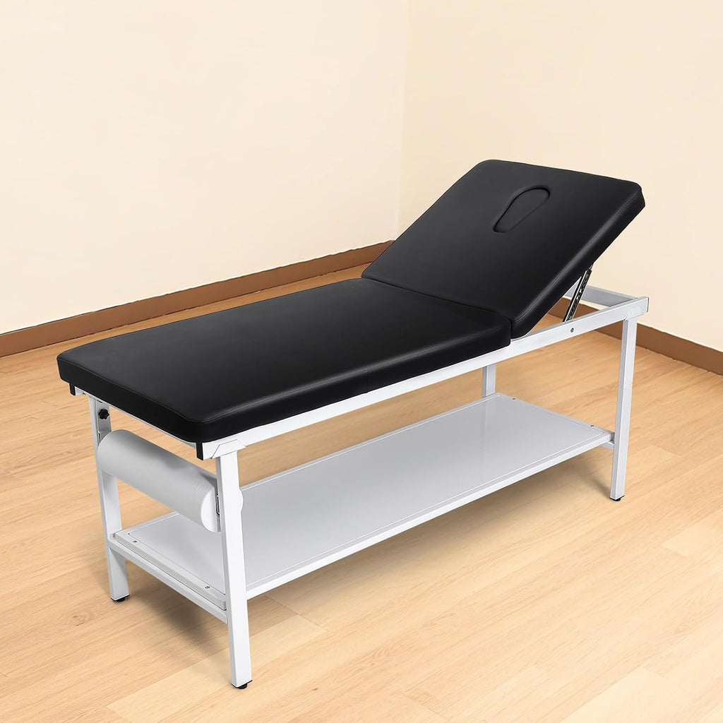 VEVOR Medical Exam Table, 500LBS Loading Medical Examination Bed with 0Â°â40Â° Adjustable Backrest, Physical Therapy Exam Table with Storage Shelf & Paper Roll Dispenser for Hospital Clinic Rehab Center