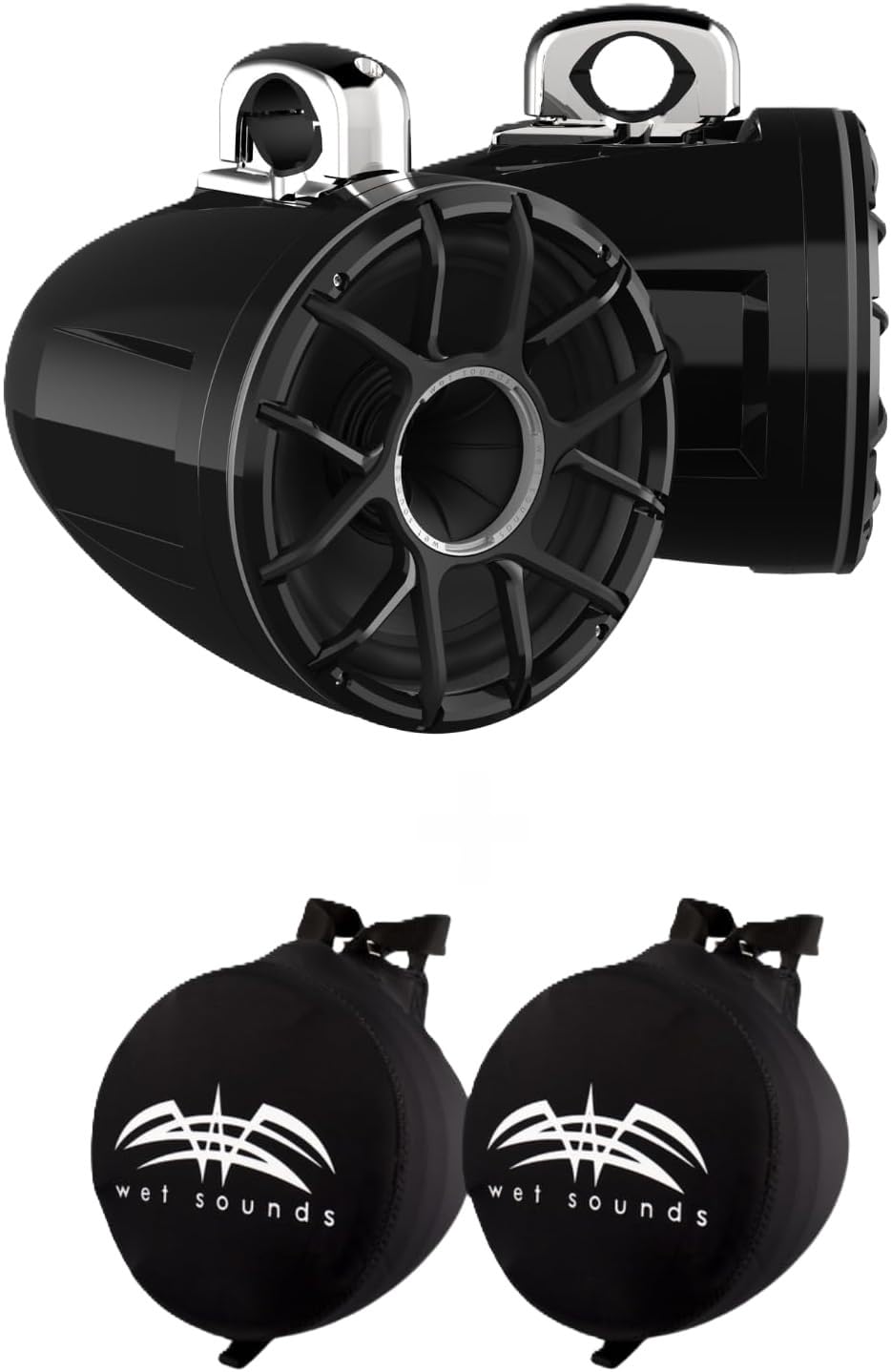 Wet Sounds REV 10 HD 10" Marine Tower Speakers, Black, Fixed Clamp Mount