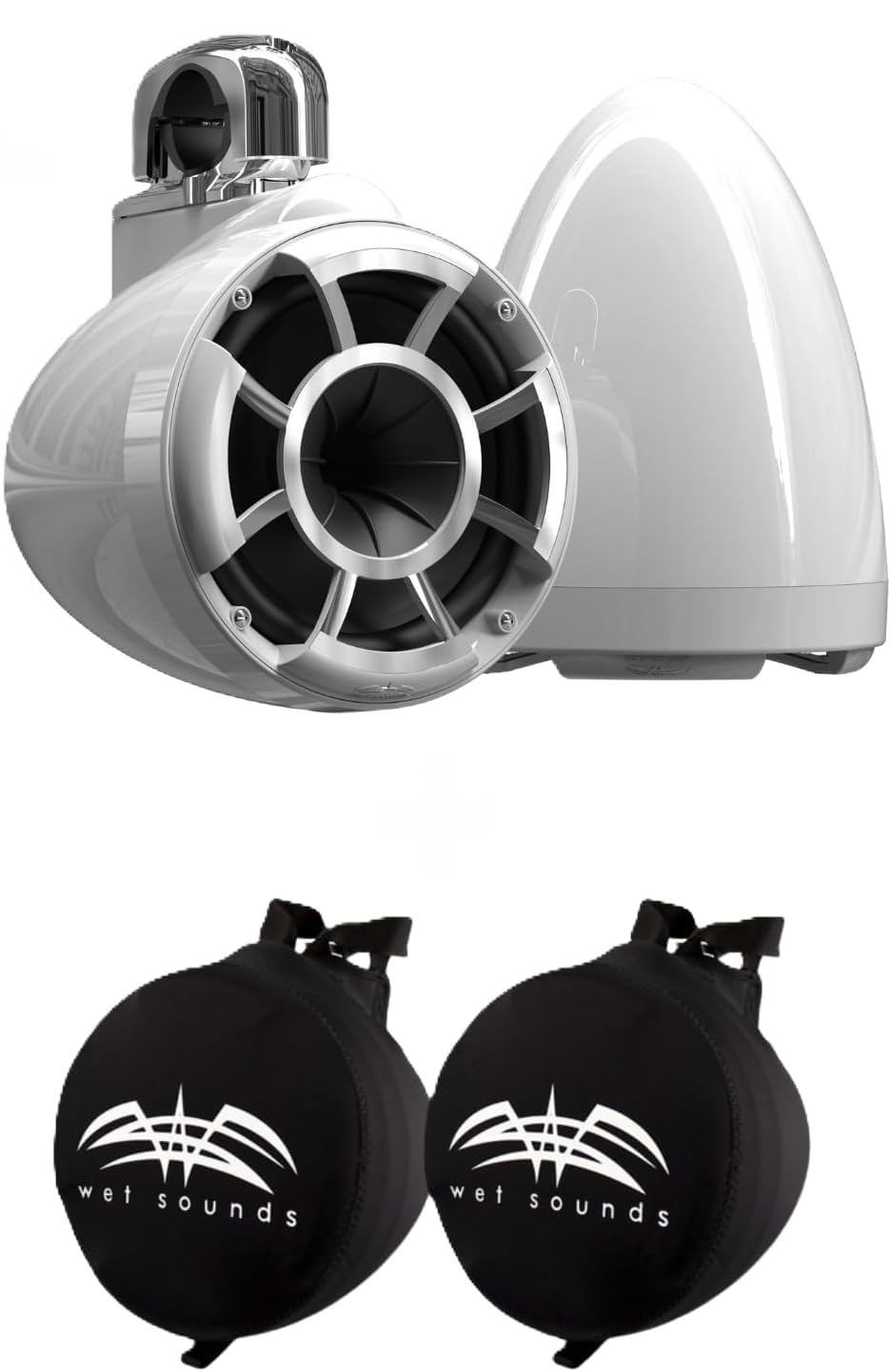 Wet Sounds REV 10 HD 10" Marine Tower Speakers, Black, Fixed Clamp Mount
