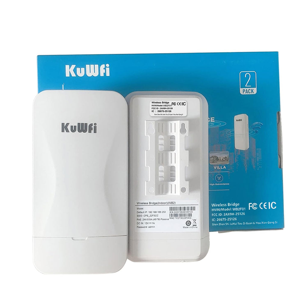 KuWFi Wireless Bridge Point to Point Outdoor 3KM Long Range WiFi Bridge