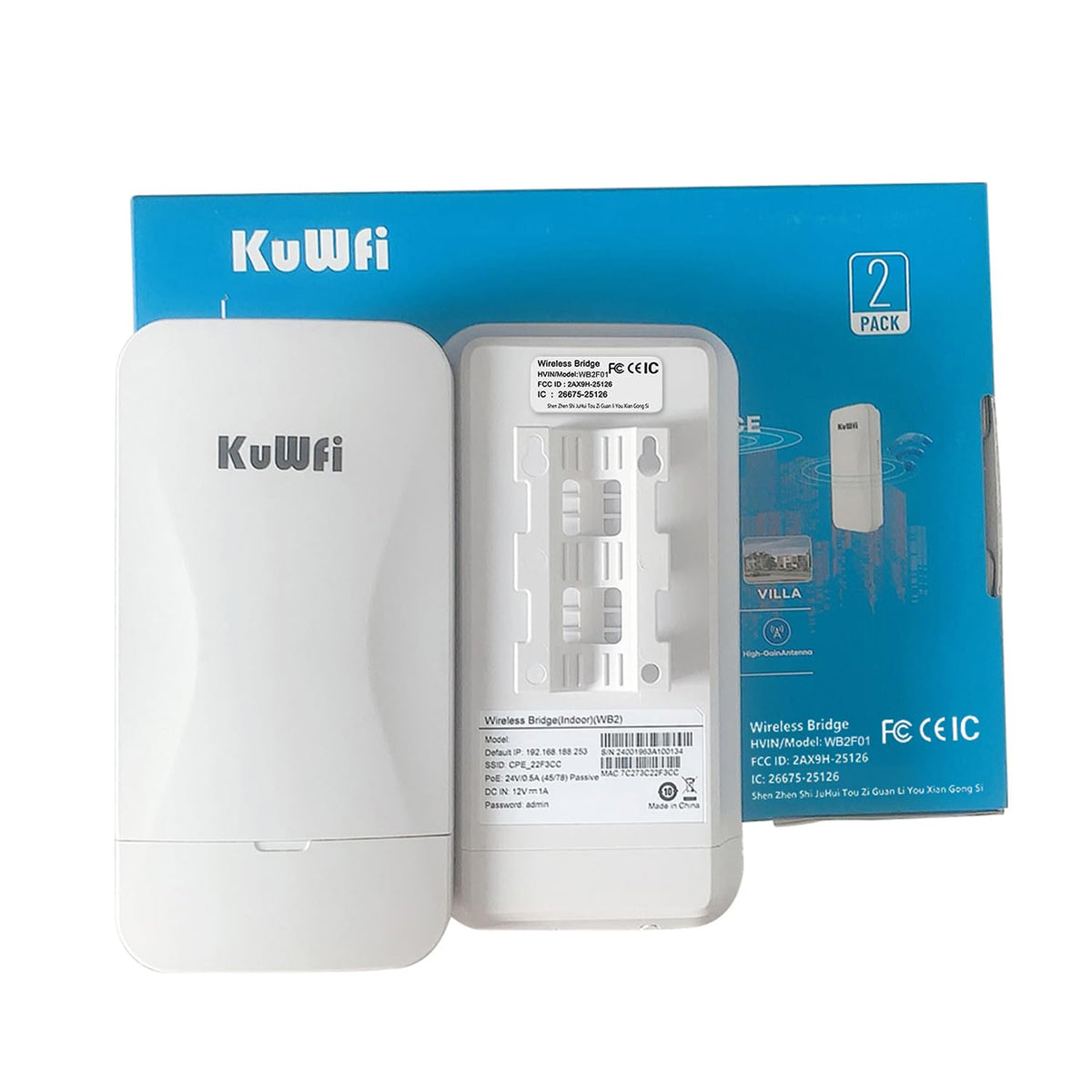 KuWFi Wireless Bridge Point to Point Outdoor 3KM Long Range WiFi Bridge