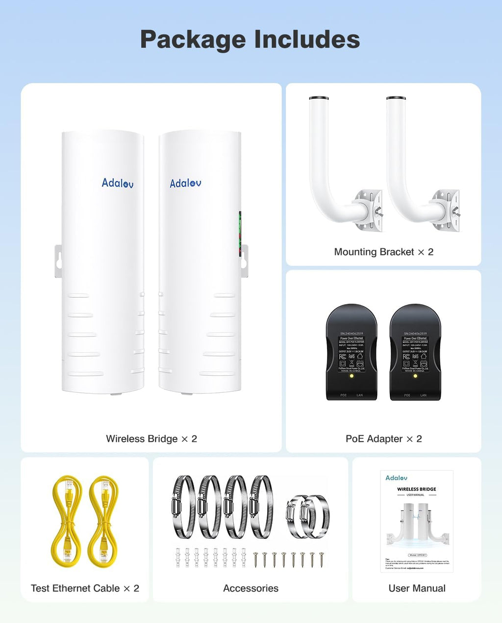 AdaLov CPE361 5KM Outdoor Wireless Bridge 5.8GHz Gigabit Network Extension