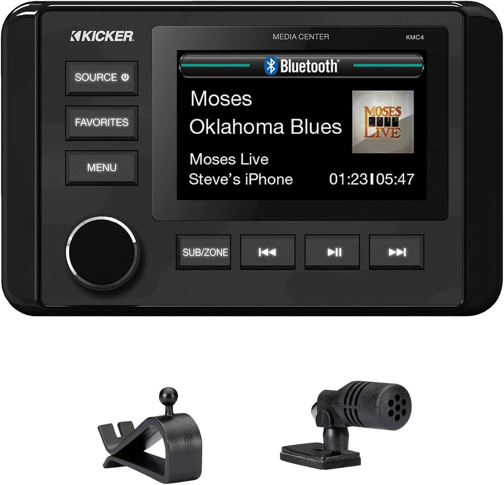 KICKER Premium Marine Audio Upgrade Kit for Bennington Pontoon Boats â 6.5" (4) LED Speakers, Bluetooth Source Package â Premium Sound Upgrade