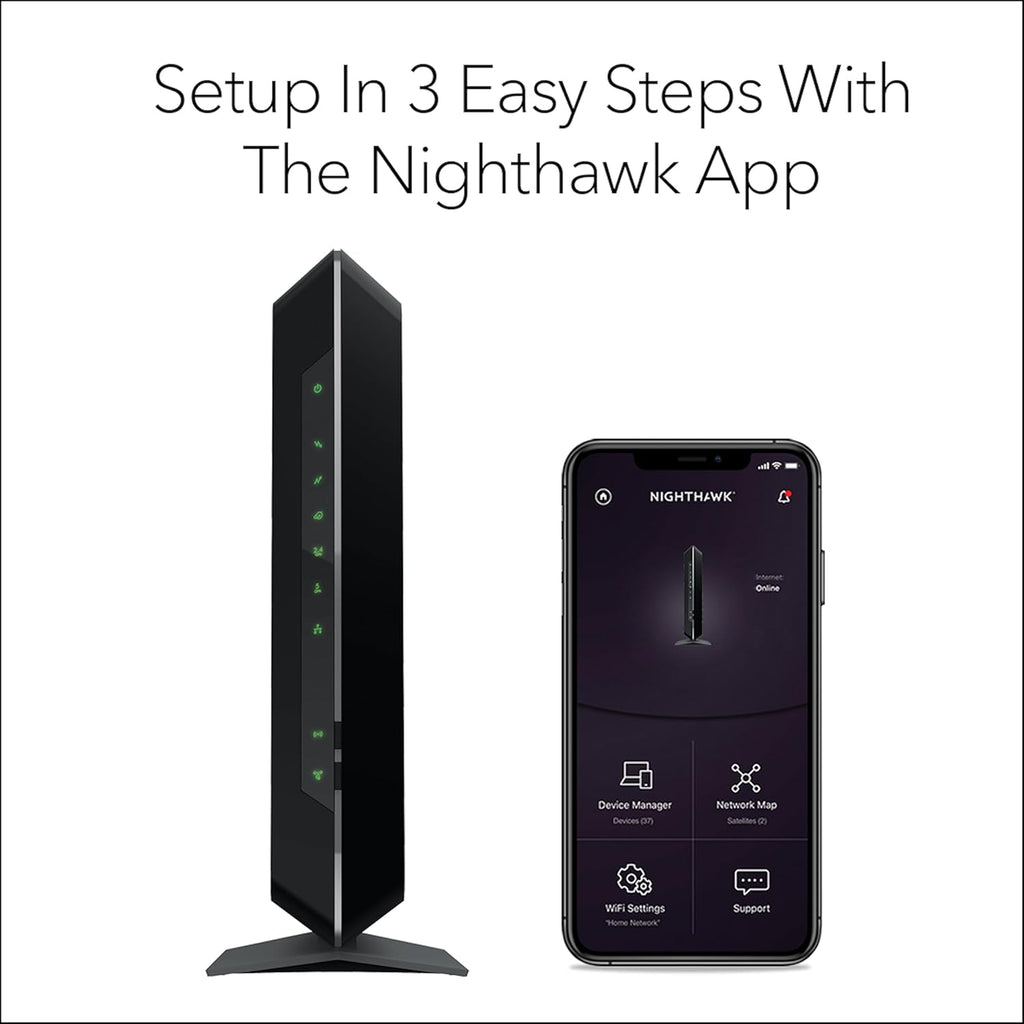 NETGEAR Nighthawk Cable Modem and WiFi 5 Router Combo (C7000) - Compatible with Major Cable Providers incl. Xfinity & Cox - Cable Plans up to 800Mbps - AC1900 (Up to 1.9Gbps) - DOCSIS 3.0