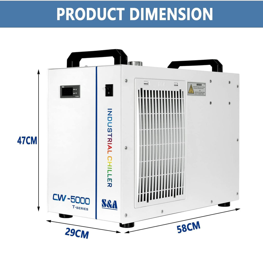 S&A CW-5200DH 7L Industrial Water Chiller,0.9HP,3.43gpm,5699 BTU/h,for 60W to 150W CO2 Laser Engraving & Cutting Systems