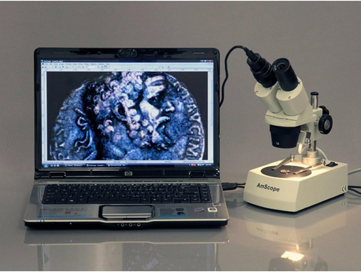 AmScope SE306R-PZ Forward Binocular Stereo Microscope, WF10x and WF20x