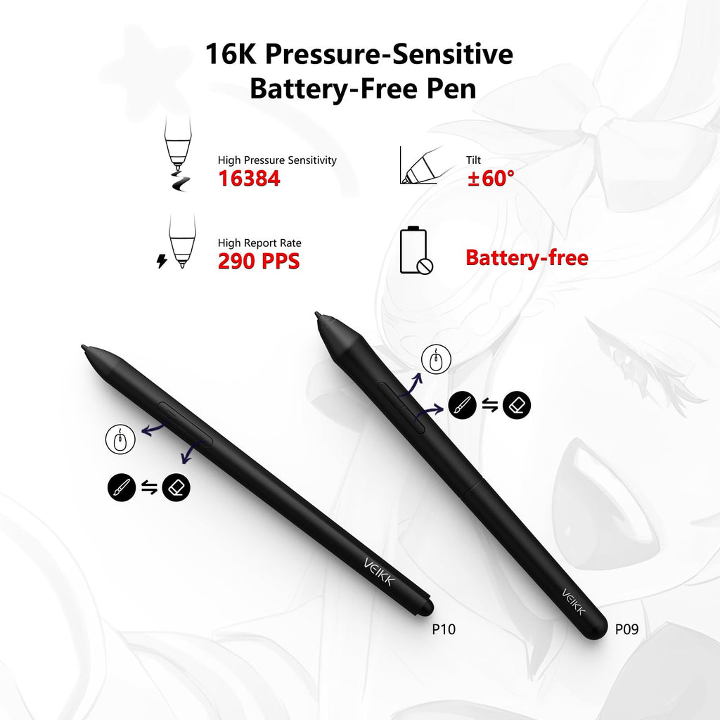 VEIKK Studio 16 Drawing Tablet with Screen,15.6" Pen Displayï¼with 2 Stylus