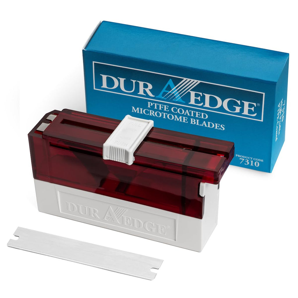 DURAEDGE 7310 High Profile PTFE Microtome Blade Pack (Box of 50) Precision Blade for Tissue Sectioning, PTFE-Coated Disposable Microtome Blade for Histology Labs, Medical Laboratory Supplies