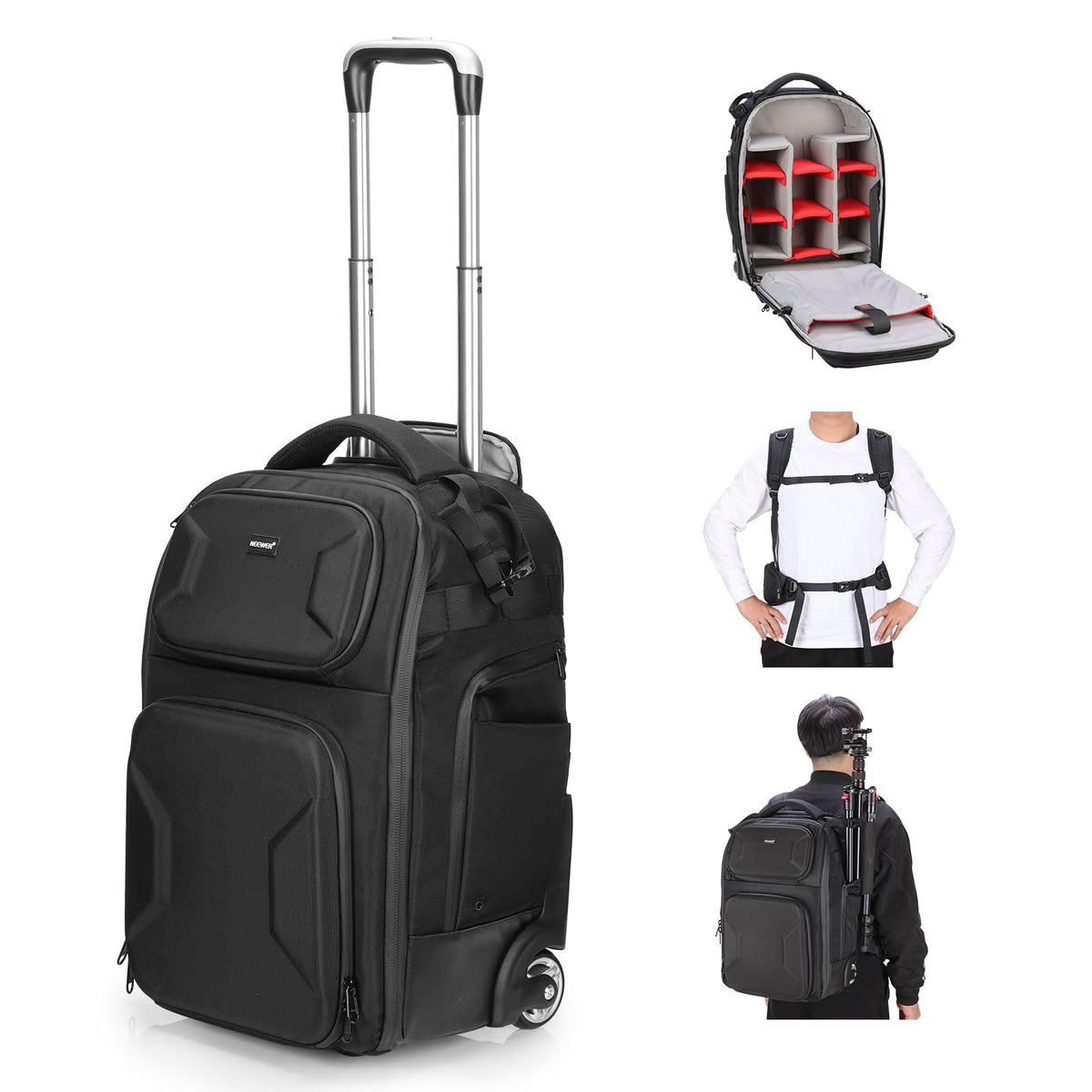 NEEWER Convertible Rolling Camera Backpack for SLR/DSLR and Accessories