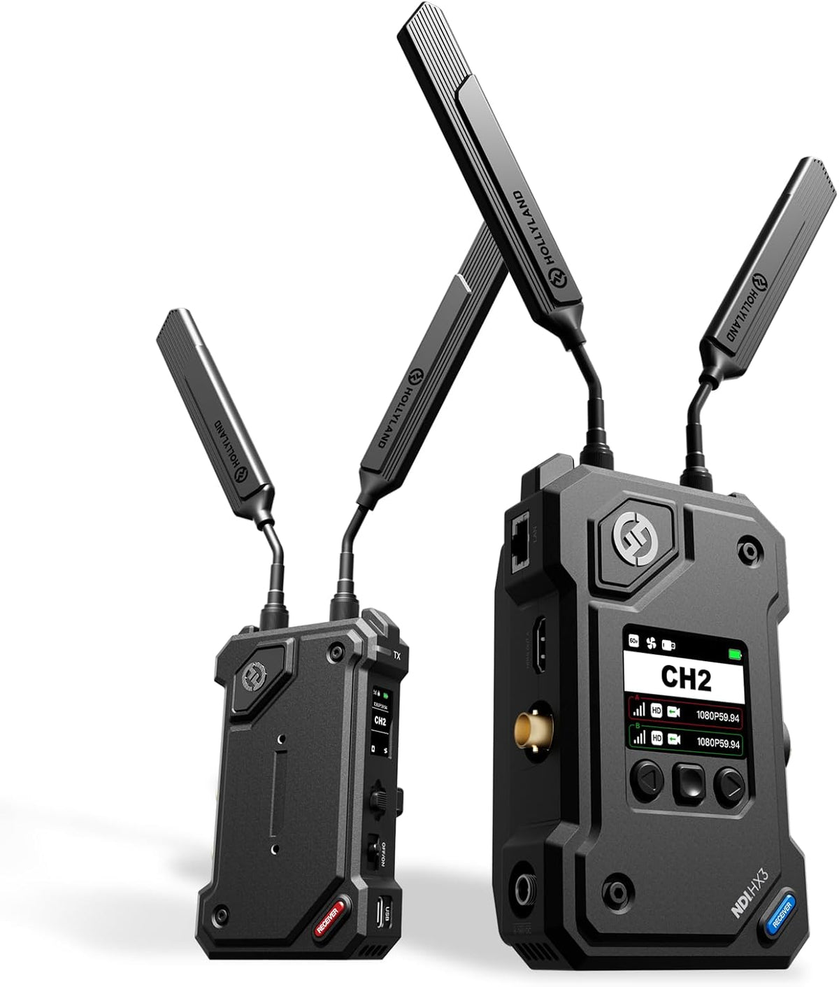 Hollyland Cosmo C2 Wireless HDMI/SDI Video Transmission System 3000ft 33ms 1080P60 5G Image & Audio, Seamless Frequency Hopping, Embedded NDI UVC RTMP Live Stream (1 Transmitter and 1 Receiver Kit)
