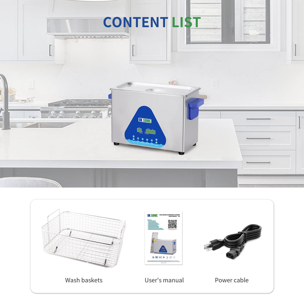 DK SONIC Ultrasonic Cleaner 10L,240W Industrial Ultrasonic Parts Cleaner with Heater&Timer, Digital Control&Basket, Multiple Functions for Motorcycle Engines,Carburetors, Chains